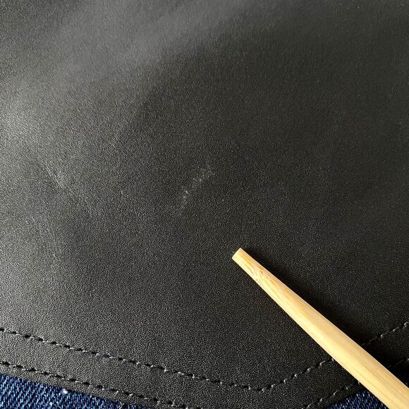 Massimo Dutti Denim Shorts 10 Blue Dark Wash Button Fly Faux Leather Pocket NWT - Picture 15 of 16